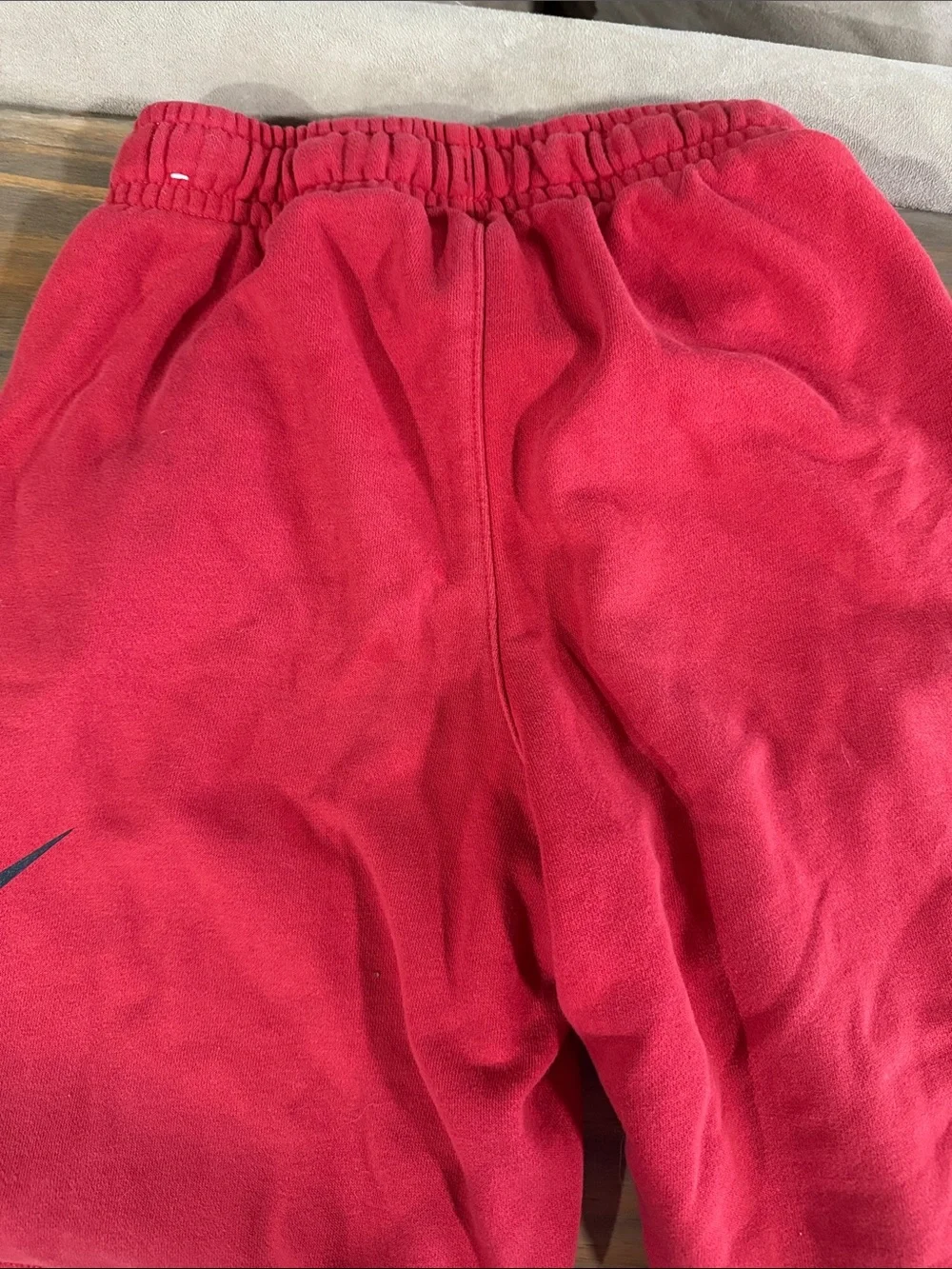 Nike Red Kids Fleece Shorts with Black Swoosh